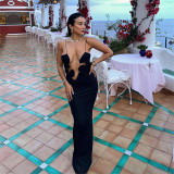 Women Fashion Sexy Hollow Suspender Backless Dress