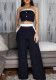 Women Summer Wrap Sleeveless Top and Trousers two-piece set