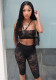 Women Spring and Summer Halter Neck Lace-Up Lace See-Through Strapless Top and Capri Pants Two-piece Set