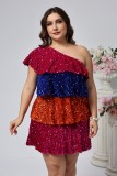 Plus Size Women Slash Shoulder Elegant Dress