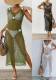Women Beach Hollow Bikini Cover-up Sexy Slit Dress