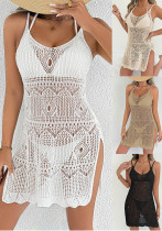 Women Suspender Dress Hollow Slit Beach Bikini Cover-up Dress