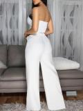 Women Summer Wrap Sleeveless Top and Trousers two-piece set