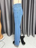 Women Stretch Denim Wide-leg pants