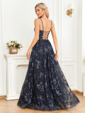 Women Sexy V-neck Elegant Sexy Suspender Backless Formal Party Evening Dress