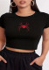 Women spider print Round Neck Crop T-shirt