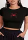Women spider print Round Neck Crop T-shirt