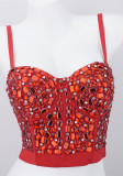 Women Nightclub Strapless Beaded diamond suspender top
