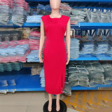 Women Summer Elegant Sleeveless Slit Dress
