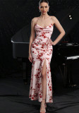 Women Summer Print Backless Suspender Holidays Dress
