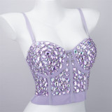 Women Nightclub Strapless Beaded diamond suspender top