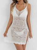 Women Suspender Dress Hollow Slit Beach Bikini Cover-up Dress