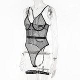 Women Mesh Underwire Lace See-Through Sexy Basic Bodysuit Sexy Lingerie