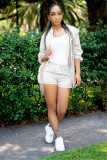 Women's Fashionable casual long sleeve sun protection Hooded Top and Shorts set