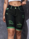Plus Size Women spring and summer Ripped Denim Shorts
