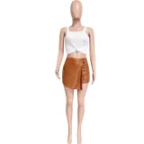 Summer fashionable pu elastic leather shorts