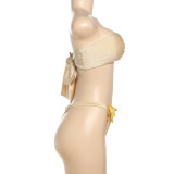 Women Spring Summer Sexy Lace-Up Strapless Vest Basic Briefs Two Pieces