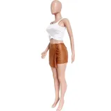 Summer fashionable pu elastic leather shorts