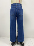 Women's spring wide leg straight high waist denim pants
