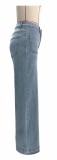 Women's spring wide leg straight high waist denim pants