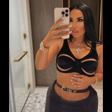 Women Sexy Hollow Backless Solid Suspender Top