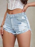 Women's casual high waist ripped denim shorts