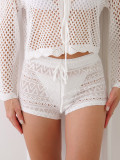 Women Summer Sexy Hollow Lace Lace-Up Shorts Beach pants