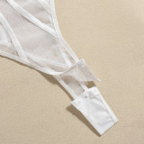 Women Sexy Mesh Patchwork Hollow Bodysuit