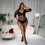 Plus Size women's hollow jacquard sexy lingerie