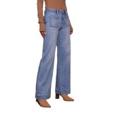 Women's spring wide leg straight high waist denim pants