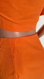 Women's fashion sexy solid color button Crop Shirt split skirt two-piece set