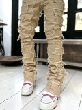 Men's Street Stretch Patch Denim Straight Pants