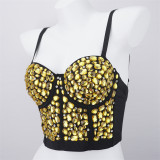 Women Nightclub Strapless Beaded diamond suspender top