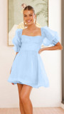 Women Solid retro bubble sleeve princess dress