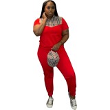 Women's spring and summer fashionable print short-sleeved two-piece trousers set