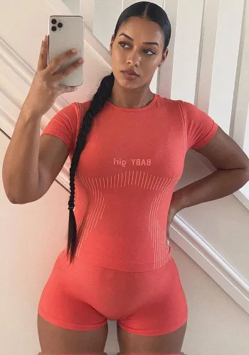 Fashionable short sleeve casual solid color two-piece shorts set