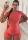 Fashionable short sleeve casual solid color two-piece shorts set
