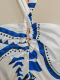 Women's summer strapless printed long chic dress