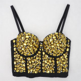 Women Nightclub Strapless Beaded diamond suspender top