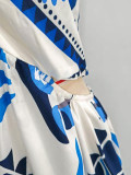 Women's summer strapless printed long chic dress