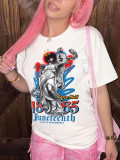 Women's round neck short-sleeved English printed T-shirt