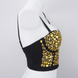 Women Nightclub Strapless Beaded diamond suspender top