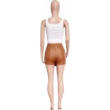 Summer fashionable pu elastic leather shorts