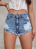 Women's casual high waist ripped denim shorts