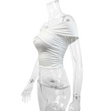 Summer women's fashion cross off shoulder strapless slim top