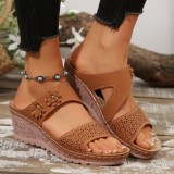 Plus Size women's stitching wedge heel sandals