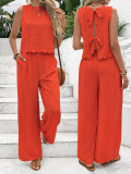 Summer women's fashion sleeveless vest and casual pants set