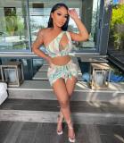 Summer sexy print three-piece swimsuit