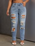 Women's slim fit ripped tight denim pants