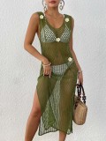 Women Beach Hollow Bikini Cover-up Sexy Slit Dress